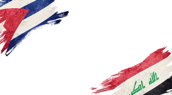 흰 바탕에 쿠바와 이라크의 깃발 — 스톡 사진